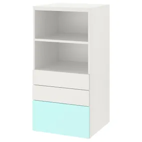 IKEA SMÅSTAD СМОСТАД / PLATSA ПЛАТСА, книжкова шафа, білий блідо-бірюзовий/з 3 шухлядами, 60x57x123 см 893.878.09 фото