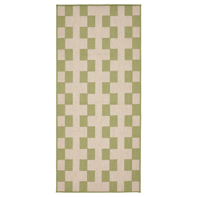 IKEA GÅNGSTIG ГОНГСТІГ, кухонний килимок, плоский тканий зелений/кремовий, 70x160 см 305.781.46 фото №1