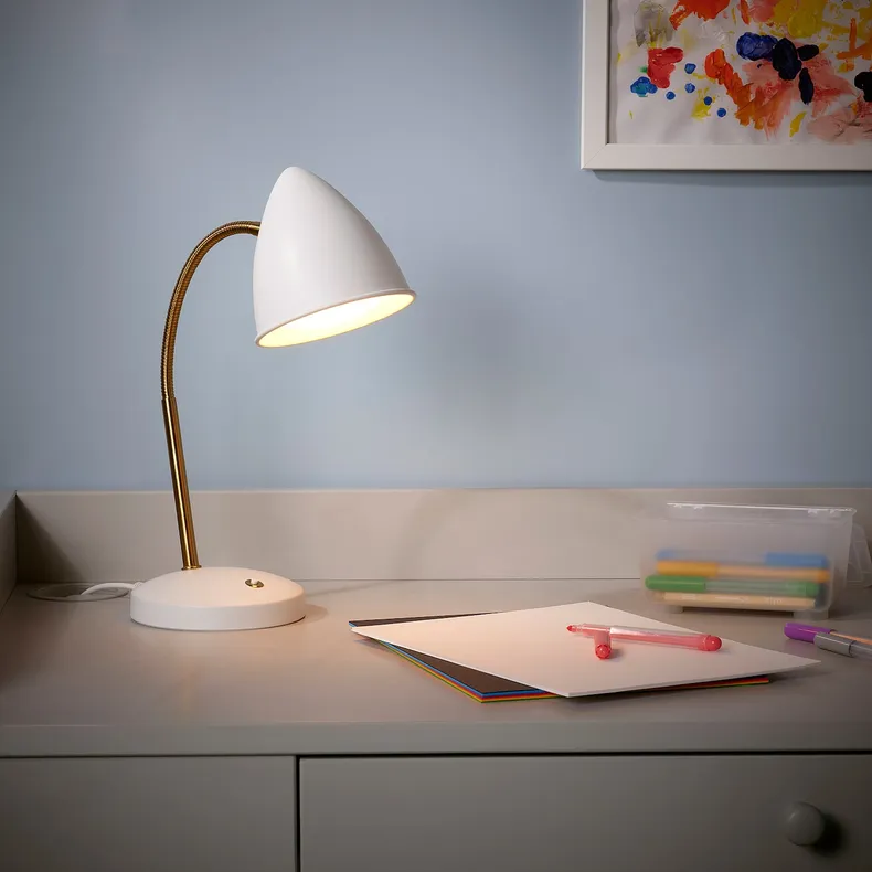 IKEA ISNÅLEN ІСНОЛЕН, LED робоча лампа, колір білий / латунь 605.012.64 фото №2