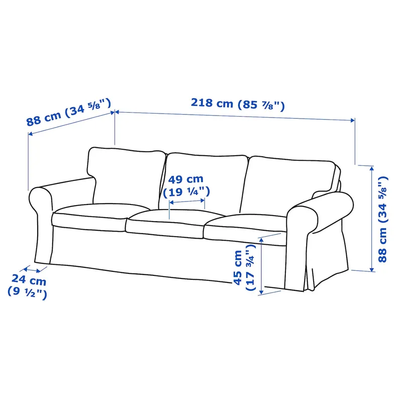 IKEA EKTORP ЕКТОРП, 3-місний диван, Талміра біла/чорна 694.305.40 фото №6