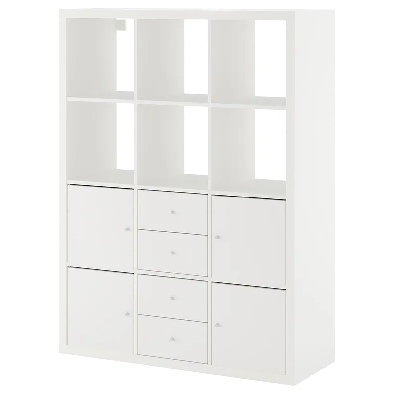 IKEA KALLAX КАЛЛАКС, стеллаж с 6 вставками, белый, 112x147 см 292.782.62 фото №1