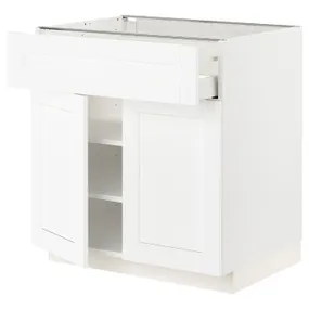 IKEA METOD МЕТОД / MAXIMERA МАКСІМЕРА, підлогова шафа, шухляда / 2 дверцят, білий Енкопінг / білий імітація дерева, 80x60 см 894.734.25 фото