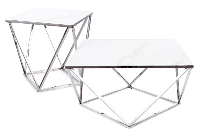 Журнальный столик SIGNAL SILVER A II, белый / сталь, 80x80 фото №2
