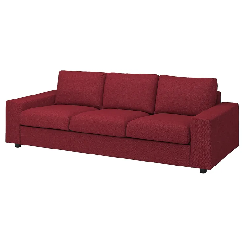 IKEA VIMLE ВИМЛЕ, чехол на 3-местный диван, с широкими подлокотниками/Lejde красный/коричневый 094.327.97 фото №2