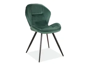 Кухонный стул SIGNAL GINGER VELVET, черный каркас / зеленая обивка, Bluvel 78 - зеленый фото