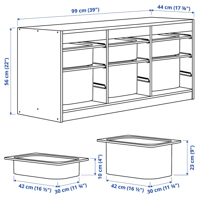 IKEA TROFAST ТРУФАСТ, комбинация д / хранения+контейнеры, серый / темно-серый, 99x44x56 см 695.151.05 фото №4