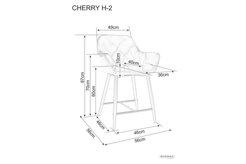 Барний стілець оксамитовий SIGNAL CHERRY H-2 VELVET Bluvel 28 - бежевий фото №2