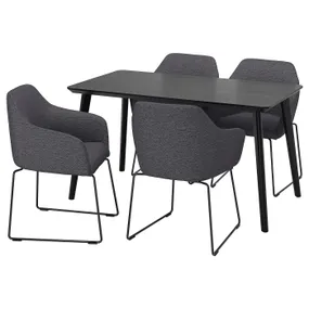 IKEA LISABO ЛІСАБО / TOSSBERG ТОССБЕРГ, стіл+4 стільці, чорний/металік чорний/сірий, 140x78 см 792.881.26 фото