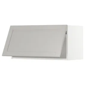IKEA METOD МЕТОД, навісна шафа з нат мех відкривання, білий / світло-сірий Lerhyttan, 80x40 см 093.944.65 фото