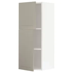 IKEA METOD МЕТОД, навісна шафа з полицями / 2 дверцят, білий / стенсундський бежевий, 40x100 см 394.650.36 фото
