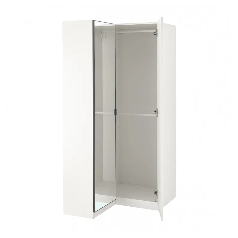 IKEA PAX ПАКС / FARDAL/ÅHEIM, кутовий гардероб, білий глянець/дзеркало, 110/88x201 см 793.361.51 фото №1
