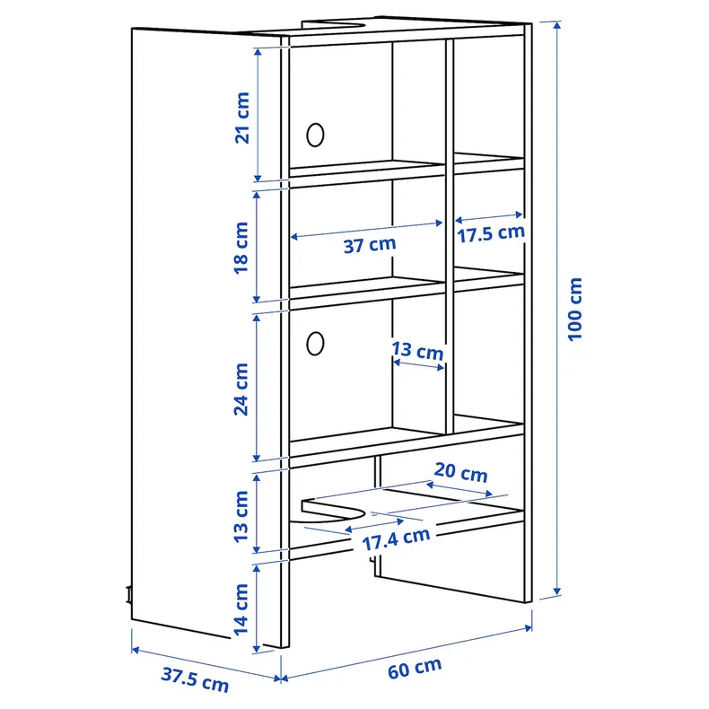 IKEA METOD МЕТОД, навесной шкаф д / встроенной вытяжки, белый, 60x37x100 см 105.476.41 фото №3
