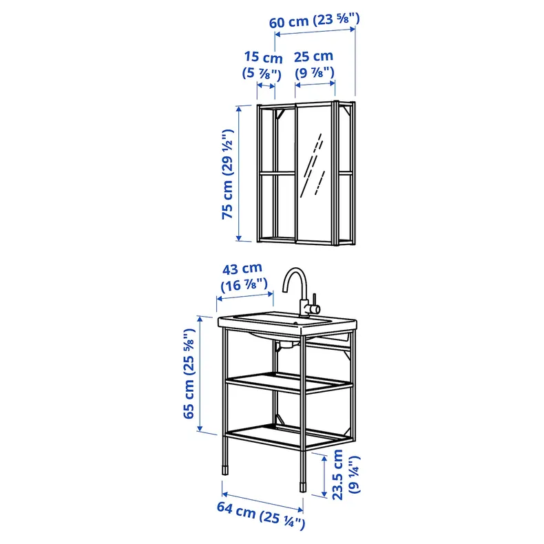 IKEA ENHET ЕНХЕТ, ванна, антрацит, 64x43x87 см 895.475.20 фото №2