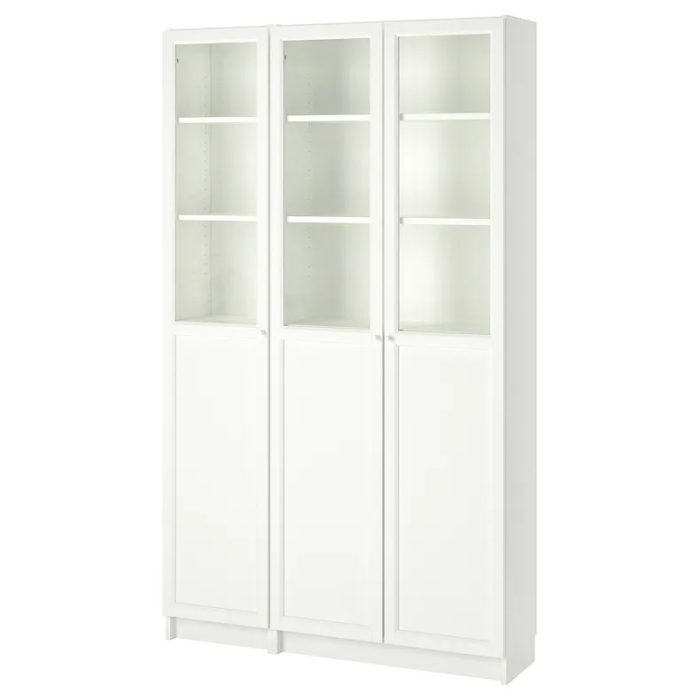 IKEA BILLY БІЛЛІ / OXBERG ОКСБЕРГ, стелаж панель / скляні дверцята, білий / скло, 120x30x202 см 792.817.90 фото №1