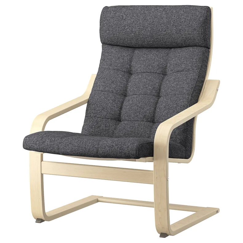 IKEA POÄNG ПОЕНГ, крісло, березовий шпон / ГУННАРЕД темно-сірий 895.020.55 фото №1