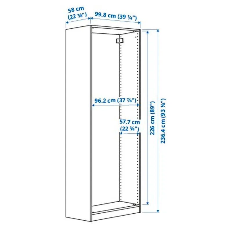 IKEA PAX ПАКС, каркас гардероба, бежевый, 100x58x236 см 605.090.24 фото №3