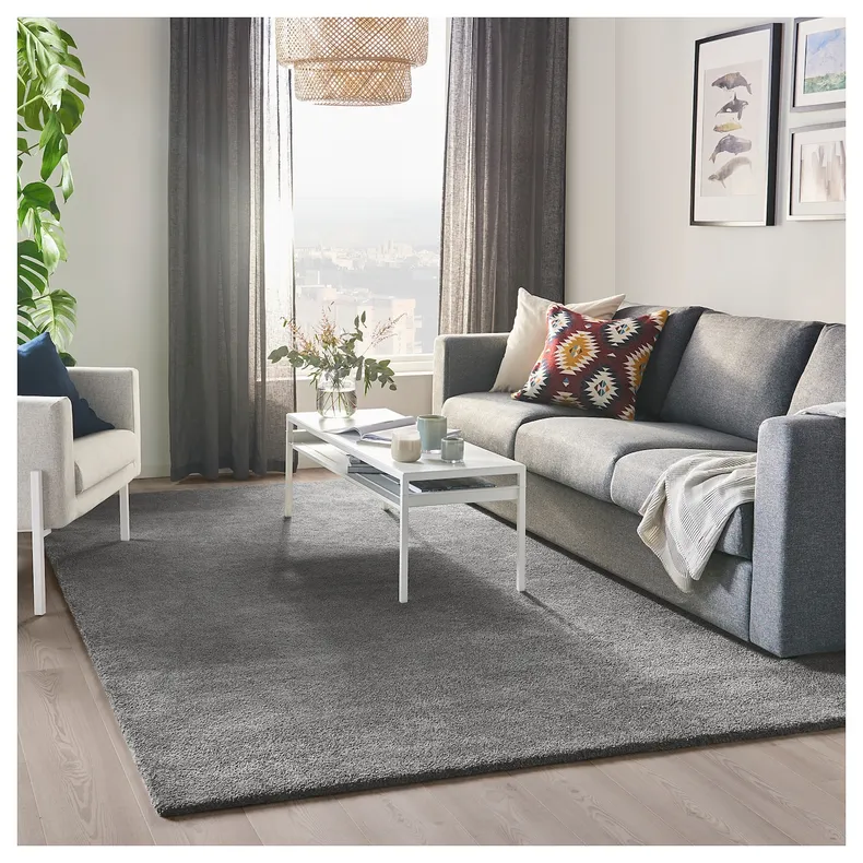 IKEA STOENSE СТОЕНСЕ, килим, короткий ворс, класичний сірий, 200x300 см 304.268.36 фото №4