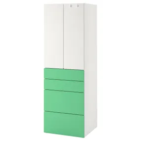 IKEA SMÅSTAD СМОСТАД / PLATSA ПЛАТСА, гардероб, білий зелений/з 4 шухлядами, 60x57x181 см 394.309.09 фото