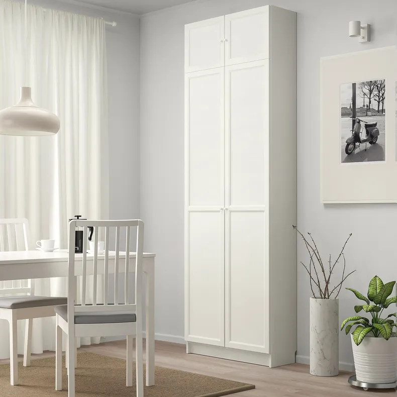 IKEA BILLY БИЛЛИ / OXBERG ОКСБЕРГ, стеллаж с верхними полками / дверями, белый, 80x30x237 см 294.248.38 фото №2