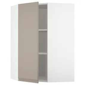 IKEA METOD МЕТОД, угловой навесной шкаф с полками, белый / матовый темно-бежевый, 68x100 см 794.925.56 фото
