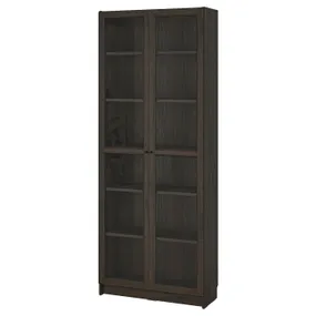 IKEA BILLY БІЛЛІ / OXBERG ОКСБЕРГ, книжкова шафа зі склян дверц, темно-коричневий під дуб, 80x30x202 см 194.833.19 фото
