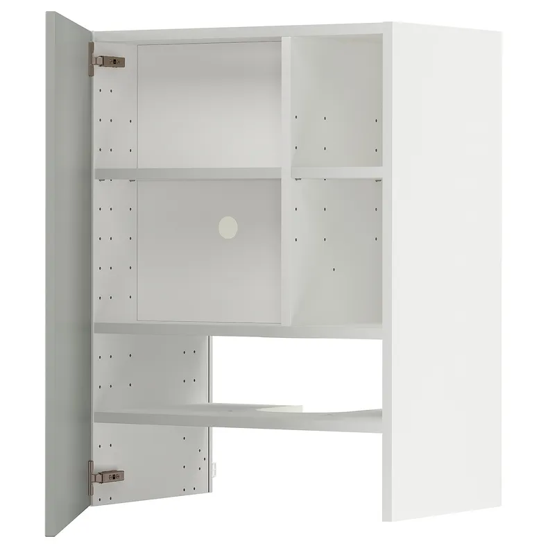 IKEA METOD МЕТОД, настінн шаф д / витяжки з полиц / дверц, білий / Хавсторп світло-сірий, 60x80 см 495.387.92 фото №1
