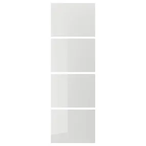 IKEA HOKKSUND ХОККСУНД, 4 панелі для рами розсувних дверцят, глянцевий світло-сірий, 75x236 см 703.823.50 фото