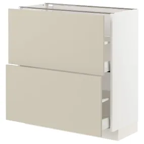 IKEA METOD МЕТОД / MAXIMERA МАКСИМЕРА, напольный шкаф с 2 ящиками, белый / гавсторпский бежевый, 80x37 см 794.267.26 фото