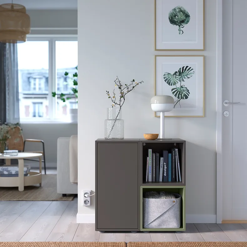 IKEA EKET ЭКЕТ, комбинация шкафов с ножками, темно-серый темно-серый / зеленый, 70x35x72 см 295.493.86 фото №2