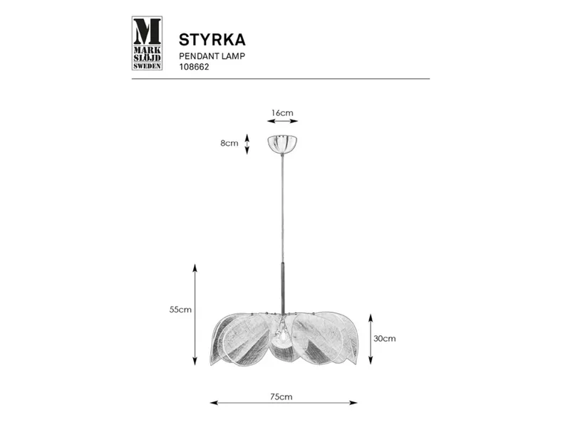 BRW Подвесной светильник Styrka 75 см из ткани черный 095851 фото №3