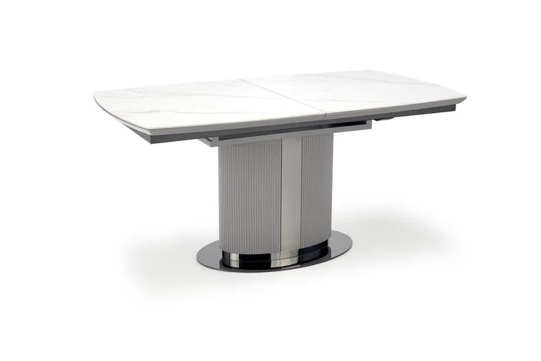 Розкладний стіл HALMAR DANCAN 160-220x90 см, білий мармур / / світлий / чорний фото №1