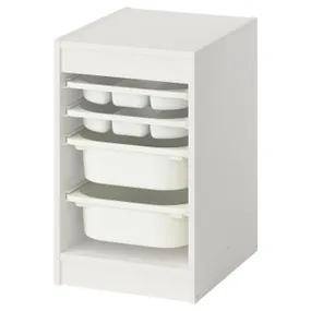 IKEA TROFAST, стеллаж для мусорных контейнеров/лотков, белый/белый, 34x44x56 см 395.732.48 фото