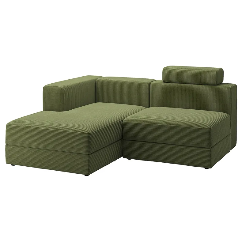 IKEA JÄTTEBO ЄТТЕБУ, 2,5-місний модульн диван з кушеткою, лівий з узголів'ям / САМСАЛА темний жовто-зелений 294.901.02 фото №1