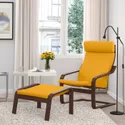 IKEA POÄNG ПОЕНГ, крісло та підставка для ніг, коричневий / СКІФТЕБУ жовтий 294.878.02 фото thumb №2