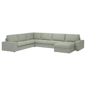 IKEA KIVIK КІВІК, кутовий 6-місний диван з кушеткою, Гарматний світло-зелений 594.847.03 фото