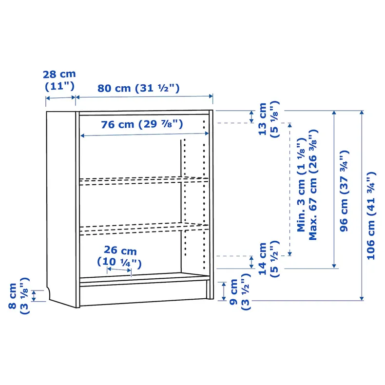 IKEA BILLY БІЛЛІ, книжкова шафа, під дуб, 80x28x106 см 904.773.85 фото №6