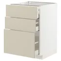 IKEA METOD МЕТОД / MAXIMERA МАКСИМЕРА, напольный шкаф с 3 ящиками, белый / гавсторпский бежевый, 60x60 см 094.267.01 фото thumb №1