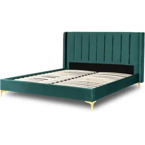 Ліжко двоспальне оксамитове MEBEL ELITE ARIA Velvet, 160x200 см, Зелений фото