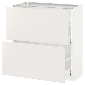 IKEA METOD МЕТОД / MAXIMERA МАКСІМЕРА, підлогова шафа з 2 шухлядами, білий / ВЕДДІНГЕ білий, 80x37 см 390.514.99 фото