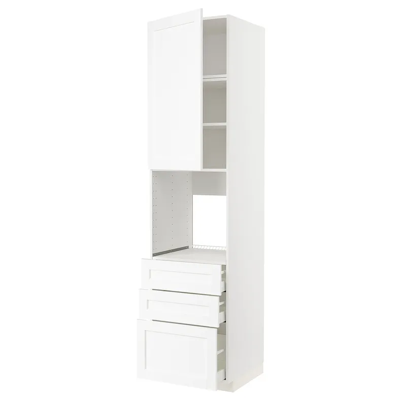 IKEA METOD МЕТОД / MAXIMERA МАКСИМЕРА, высокий шкаф д / духовки / дверь / 3ящика, белый Энкёпинг / белая имитация дерева, 60x60x240 см 994.735.85 фото №1