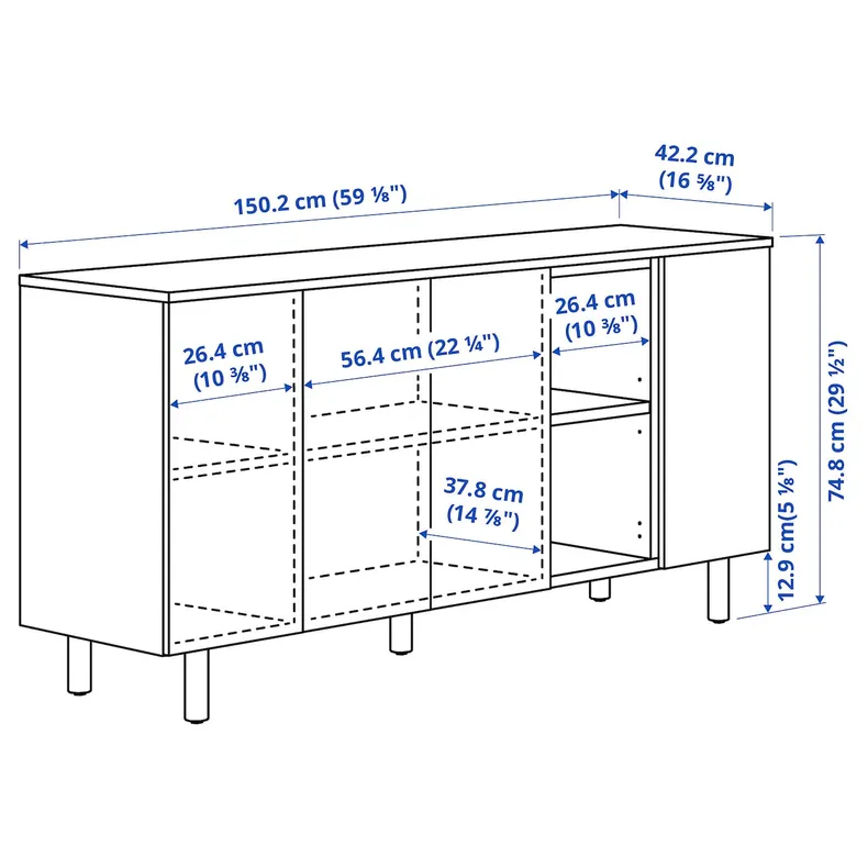 IKEA LEDAMOT, шкаф, Светло-серый беж, 150x42x75 см 405.447.40 фото №6