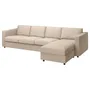 IKEA VIMLE ВІМЛЕ, 4-місний диван із кушеткою, ХАЛЛАРП бежевий 493.995.07 фото