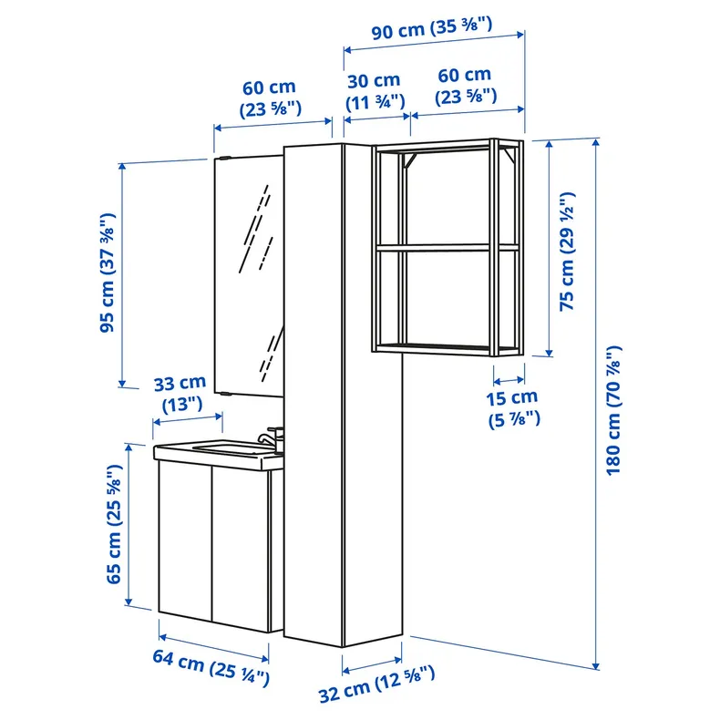 IKEA ENHET ЕНХЕТ, ванна, антрацит / білий, 64x33x65 см 295.473.87 фото №4