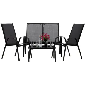 Набір садових меблів (столик+2 крісла+диван) MEBEL ELITE NATAN, чорний фото