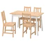 IKEA PINNTORP ПІННТОРП / PINNTORP ПІННТОРП, стіл+4 стільці, світло-коричнева морилка біла морилка / світло-коричнева морилка, 125 см 895.644.49 фото