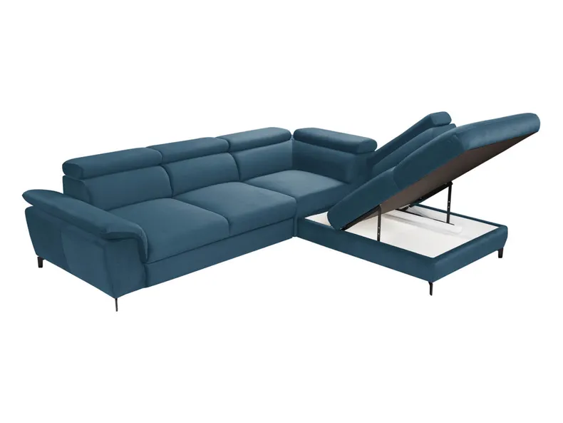 BRW Кутовий розкладний диван Алегра з ящиком для зберігання велюровий синій, Елемент 13 NA-ALEGRA-L-G2_B9CA45 фото №5