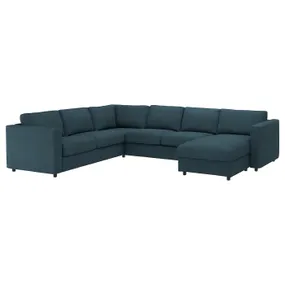 IKEA VIMLE ВІМЛЕ, кутовий диван, 5-місний, з шезлонгом / темно-синій Hillared 094.343.53 фото