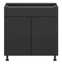BRW Двухдверный кухонный шкаф Sole L6 80 см с выдвижным ящиком черный матовый, черный/черный матовый FM_D1S_80/82_L/P/SMB-CA/CAM фото