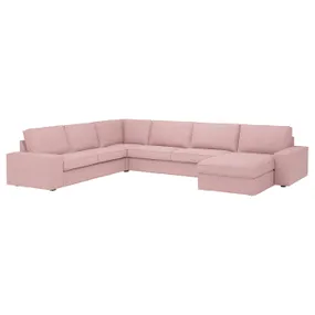 IKEA KIVIK КИВИК, угл диван, 6-местный диван+козетка, Окрашенный в светло-розовый цвет 394.847.04 фото