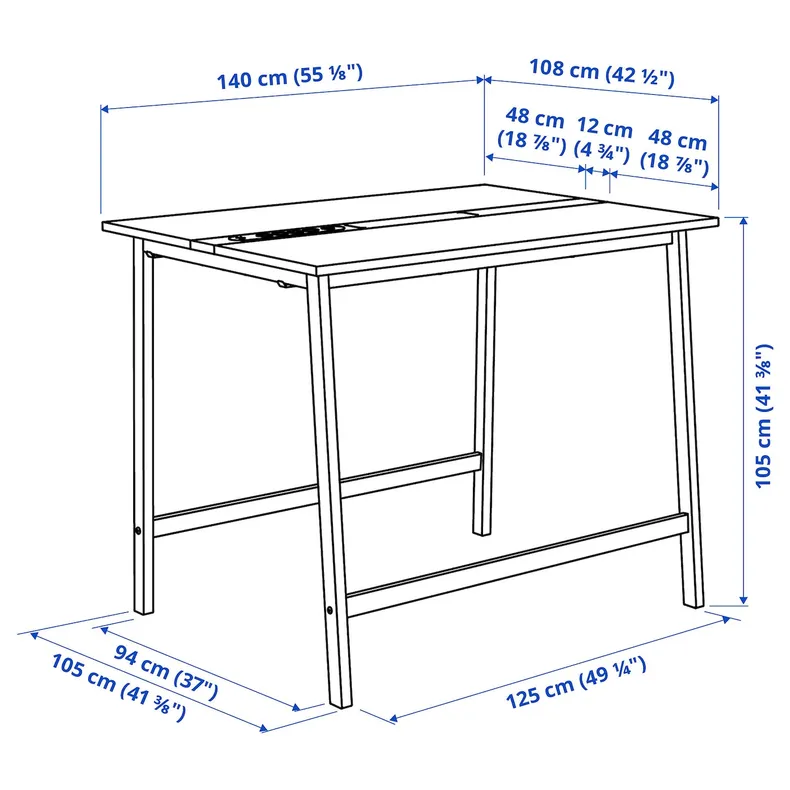 IKEA MITTZON МІТТЗОН, стіл для конференцій, шпон ясена, тонований чорним, чорним, 140x108x105 см фото №10